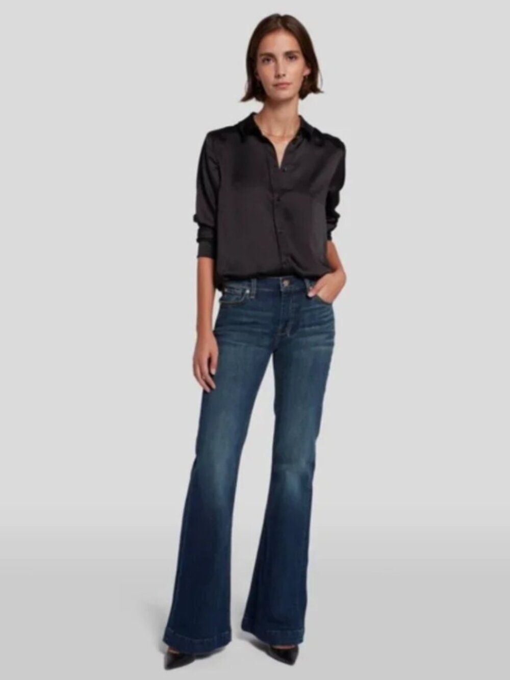 7 For All Mankind Women's Dark-Wash Flare Leg